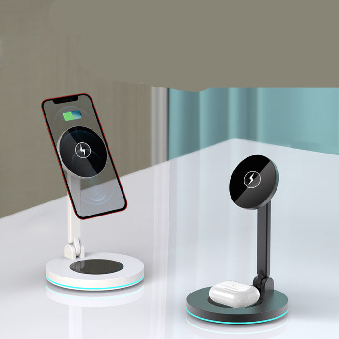 2-in-1 Magnetic Wireless Charger Stand for Apple Devices - Fast Charging Station