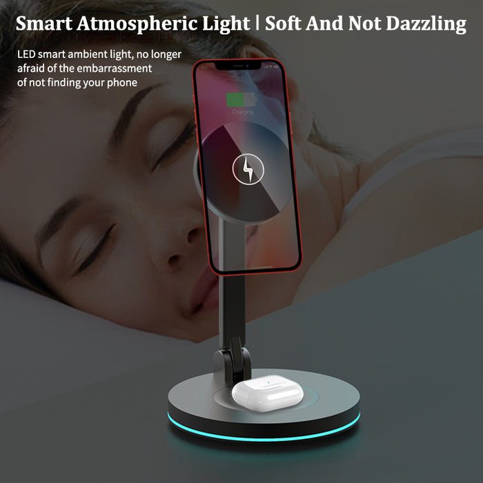 2-in-1 Magnetic Wireless Charger Stand for Apple Devices - Fast Charging Station