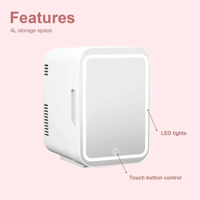 Cooseon 4L Mini Mirror Fridge, Beauty Makeup Skincare Refrigerator, AC/DC Heated Cooling Beauty Refrigerator, Car Mini Fridge