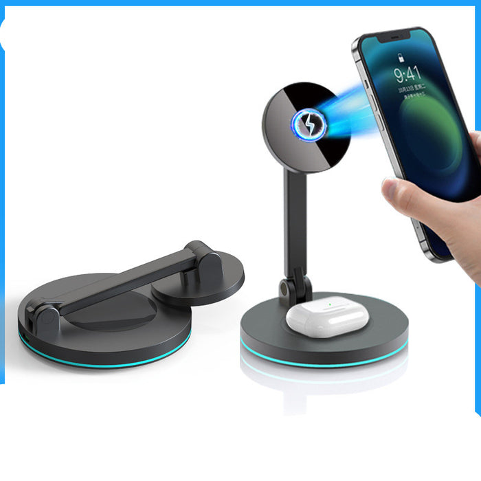 2-in-1 Magnetic Wireless Charger Stand for Apple Devices - Fast Charging Station