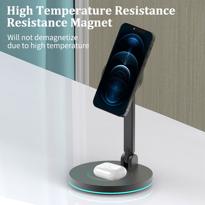 2-in-1 Magnetic Wireless Charger Stand for Apple Devices - Fast Charging Station